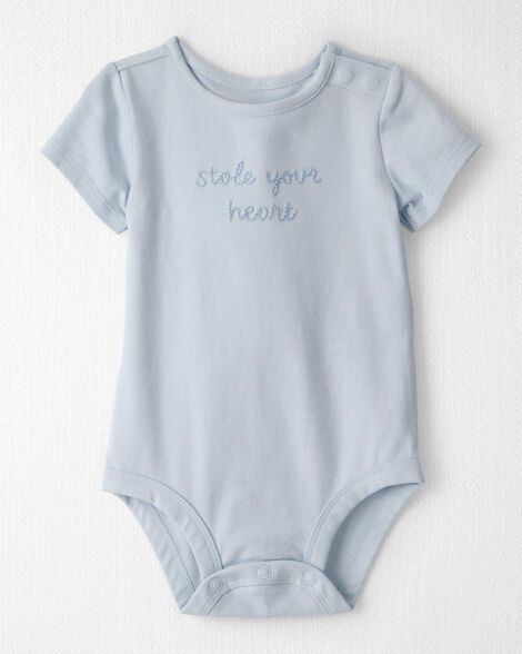 Baby Organic Cotton 'Stole Your Heart' Embroidered Bodysuit