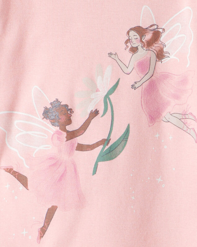 Product image 2 of Baby Girl Fairy Floral 100% Cotton Long-Sleeve Snug Fit 4-Piece Pajamas - Pink/Purple