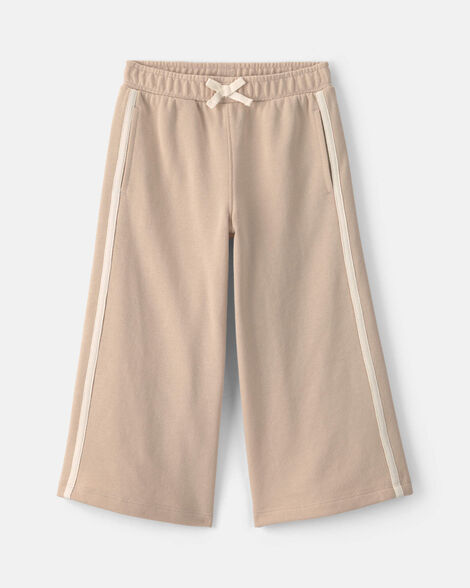 toddler girl french terry wide-leg pants - tan
