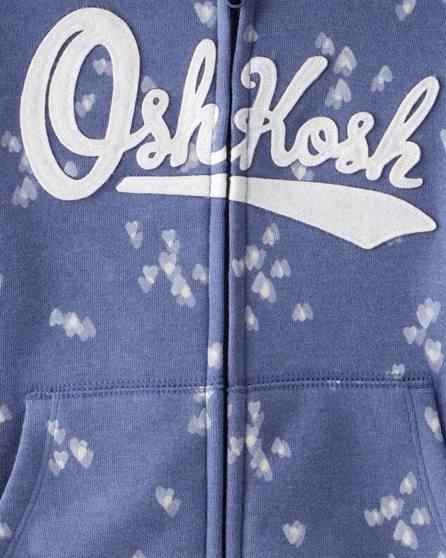 Product image 2 of Girls Heart Print DayDream Fleece Jacket - Navy