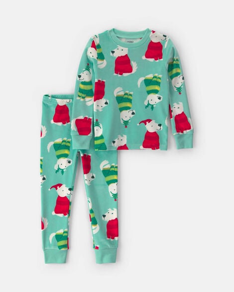toddler 2-piece christmas dreamplush snug fit pajama set - green