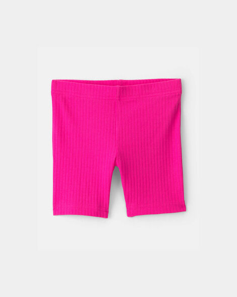 toddler girl ribbed bike shorts - pink