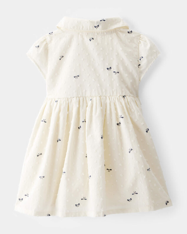 Product image 2 of Baby Swiss Dot Bow Print Short-Sleeve Dress - Ivory