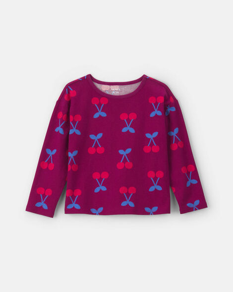 toddler girl cherry long-sleeve top - burgundy