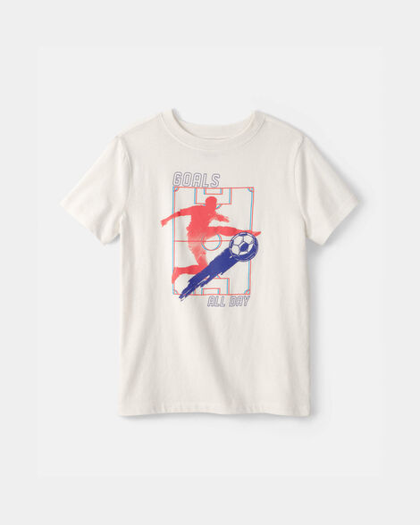 kids soccer goals graphic tee - cream