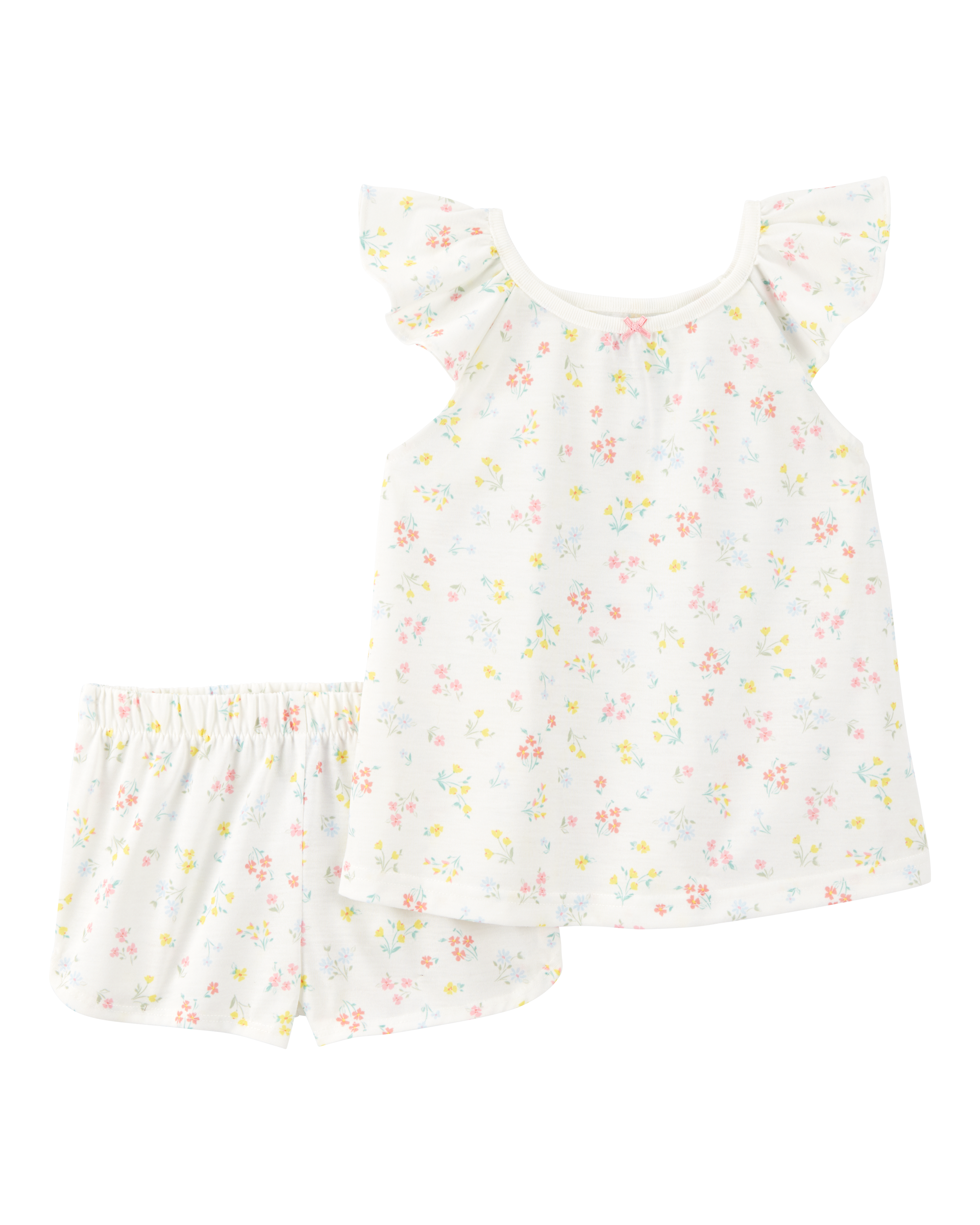 Toddler Girl Floral Loose Fit 2-Piece Pajamas - White