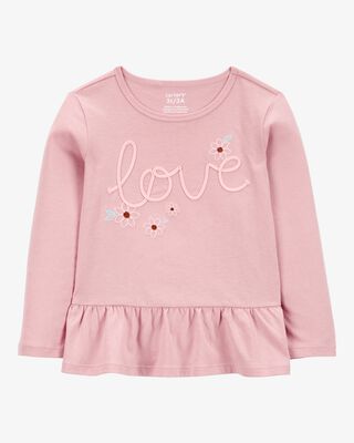 Product image 1 of Toddler Love Long-Sleeve Peplum Top - Pink