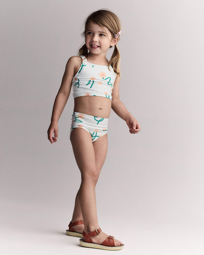 Otter Avenue Toddler Girl Tankini in Floral Print 12M Light Green