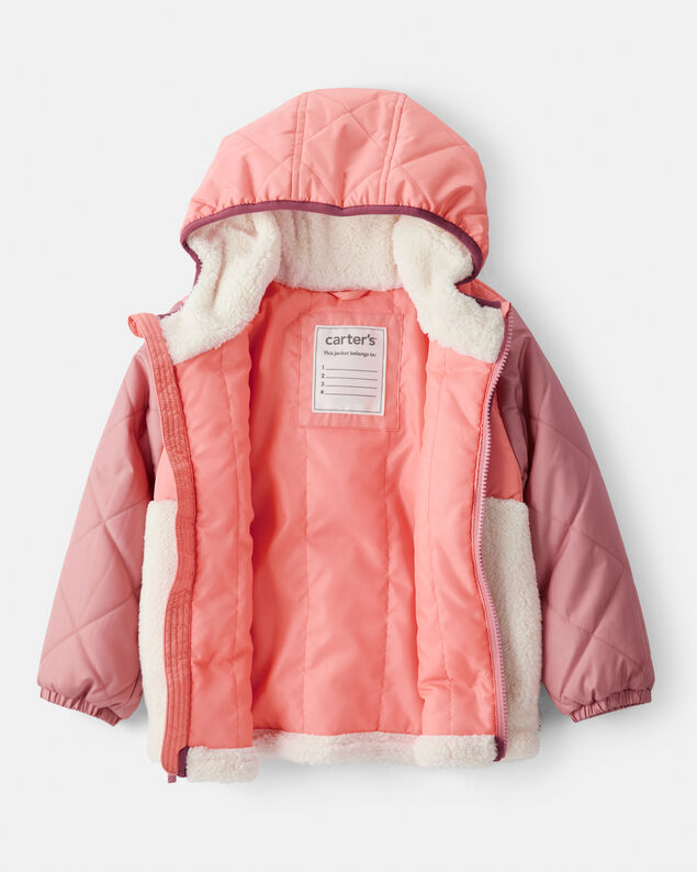 Product image 2 of Toddler Girl Sherpa Colorblock Long-Sleeve Midweight Jacket