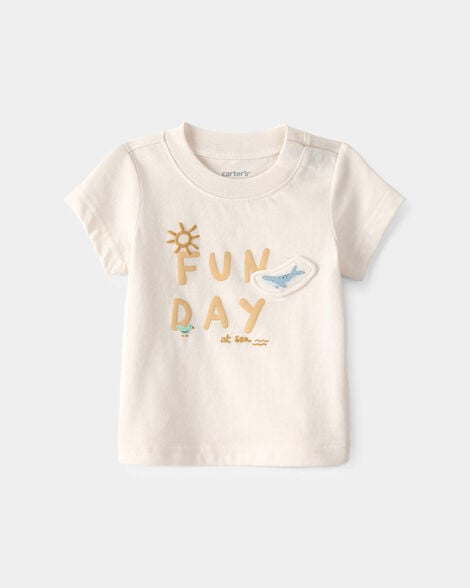 baby 'fun day at sea' graphic tee - ivory