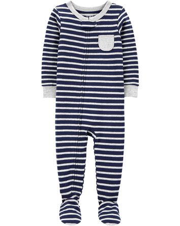 Toddler 1-Piece Striped Snug Fit Cotton Footie Pajamas