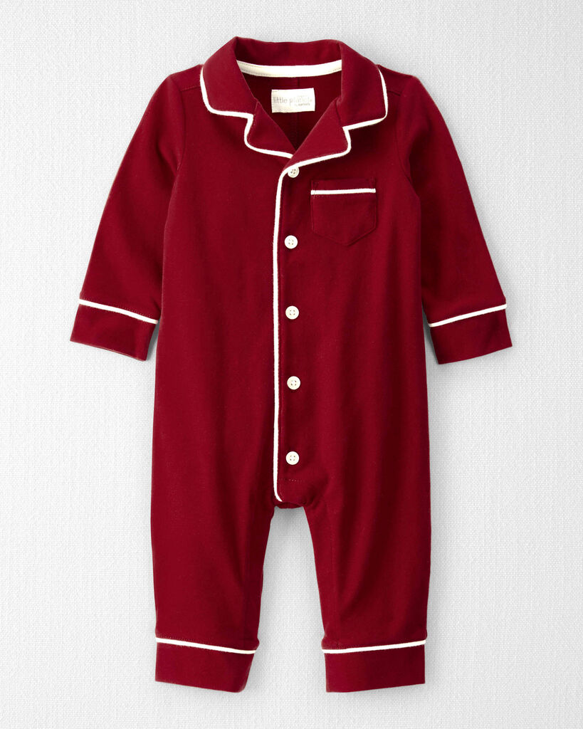 Little Planet by Carter's Baby Boys' or Baby Girls' Long-Sleeve Collared Coveralls - Perfect Red