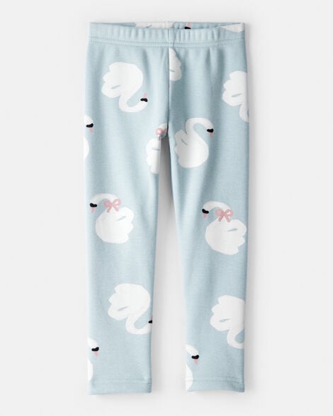 toddler girl swan pull-on stretch cozy leggings - blue