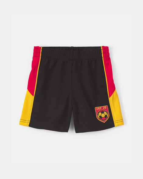 toddler umbro spain mesh soccer shorts - red/yellow/black