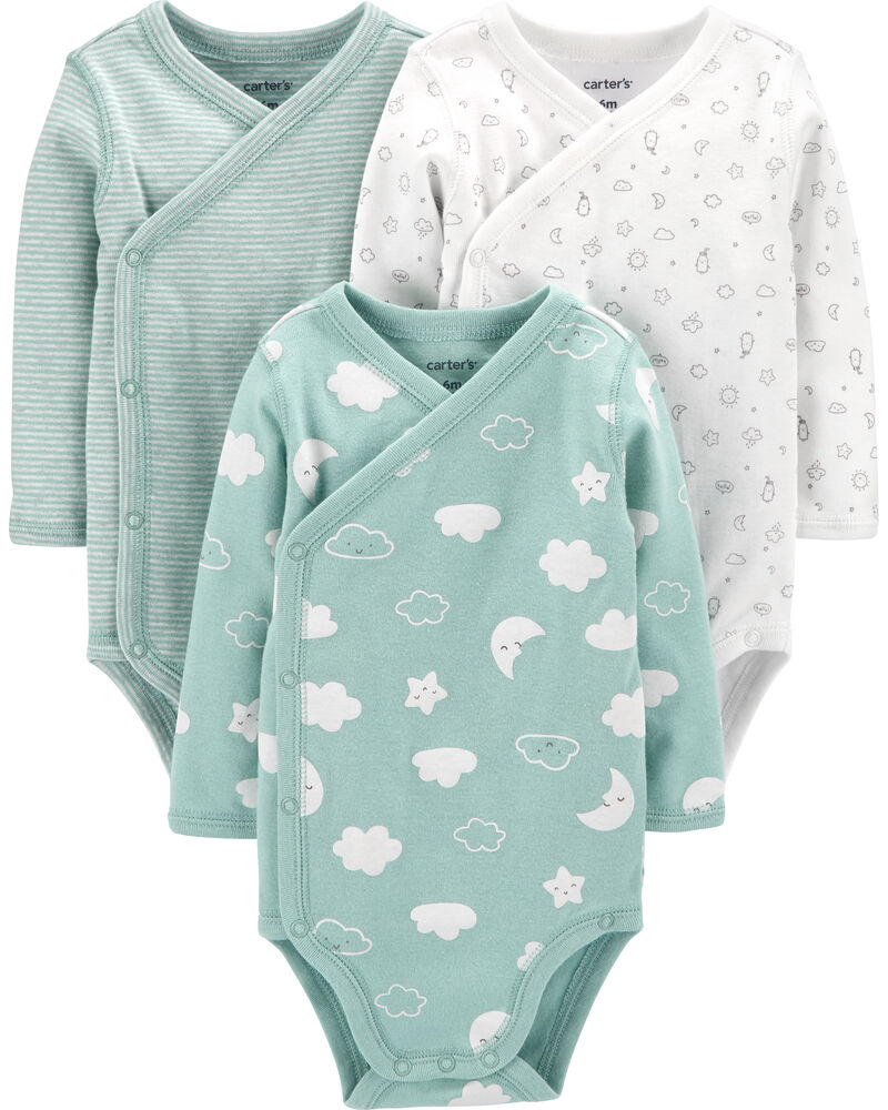 3 Pack Clouds Side Snap Bodysuits Carters Com