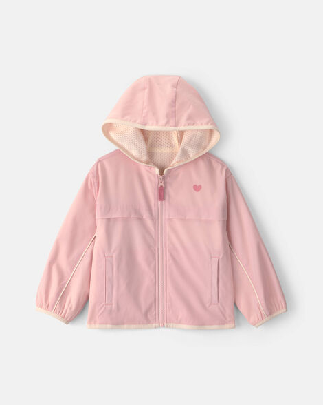 toddler girl heart zip-up hoodie - pink