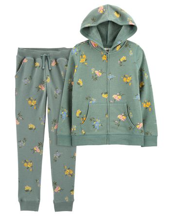 Kid 2-Piece Floral Print Jacket and Pants Set
