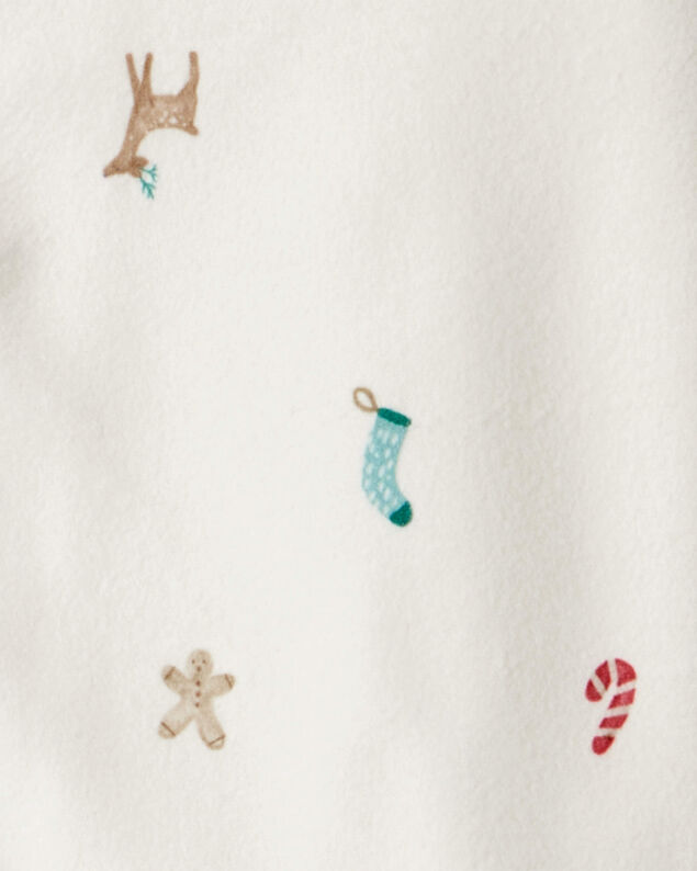 Product image 2 of Toddler Mini Christmas Fleece Long-Sleeve Loose Fit 2-Piece Pajamas - White