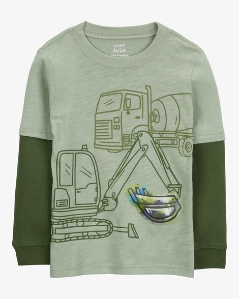  Product image 1 of Baby Construction Cotton Blend Long-Sleeve Tee - Green
