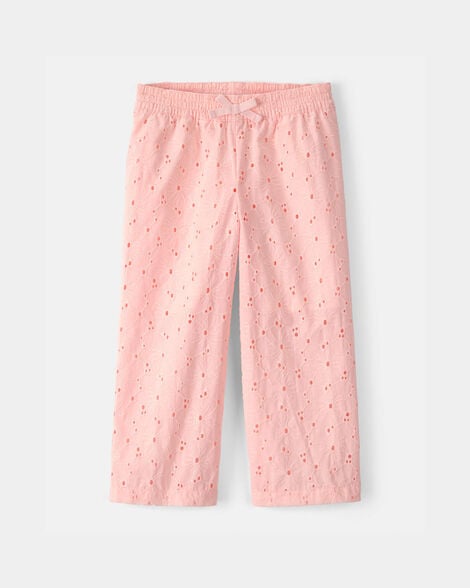 toddler girl floral eyelet pants - pink