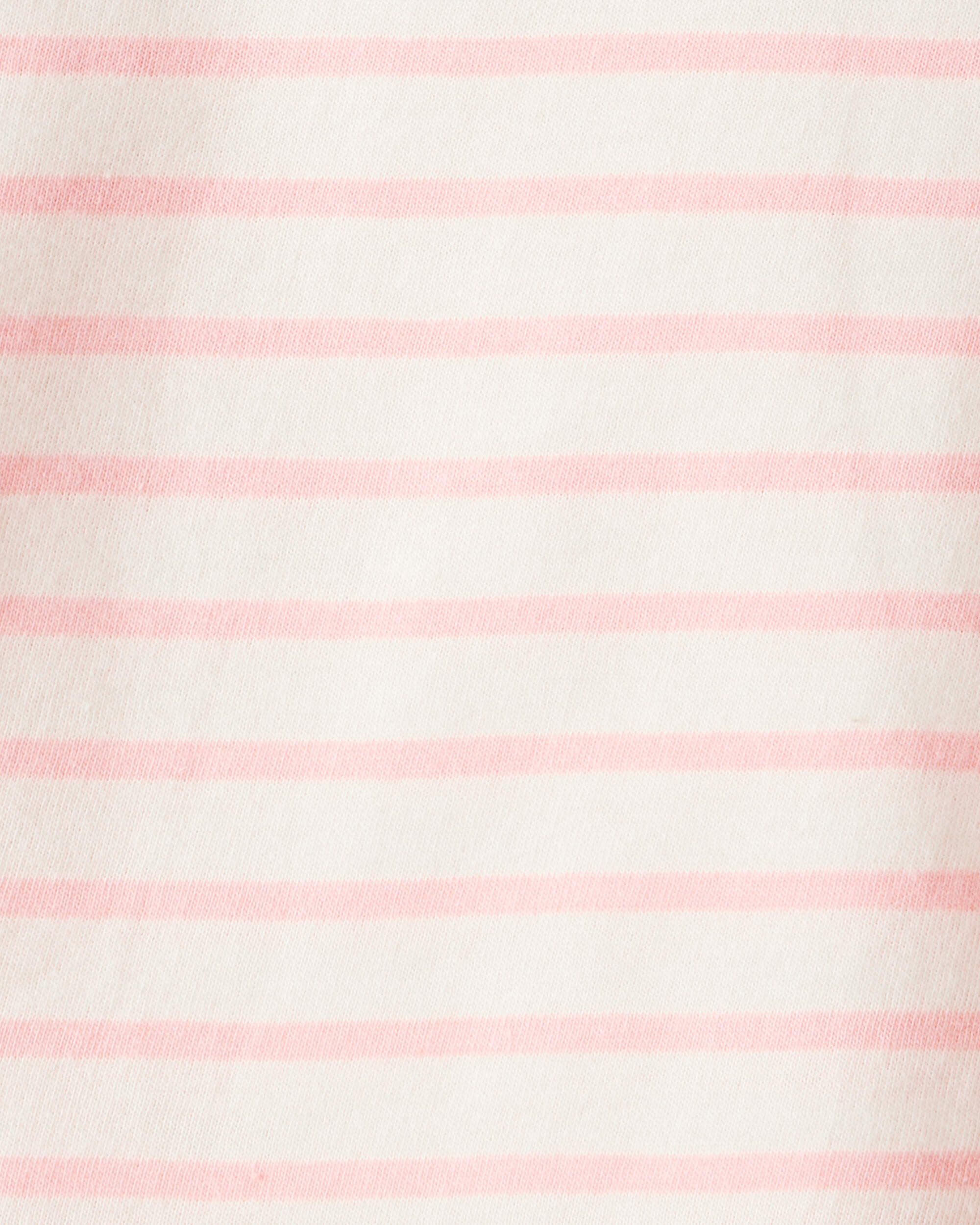 Baby Girl 2-Piece Striped Long-Sleeve Top & Solid Stretch Leggings Set - Pink/White
