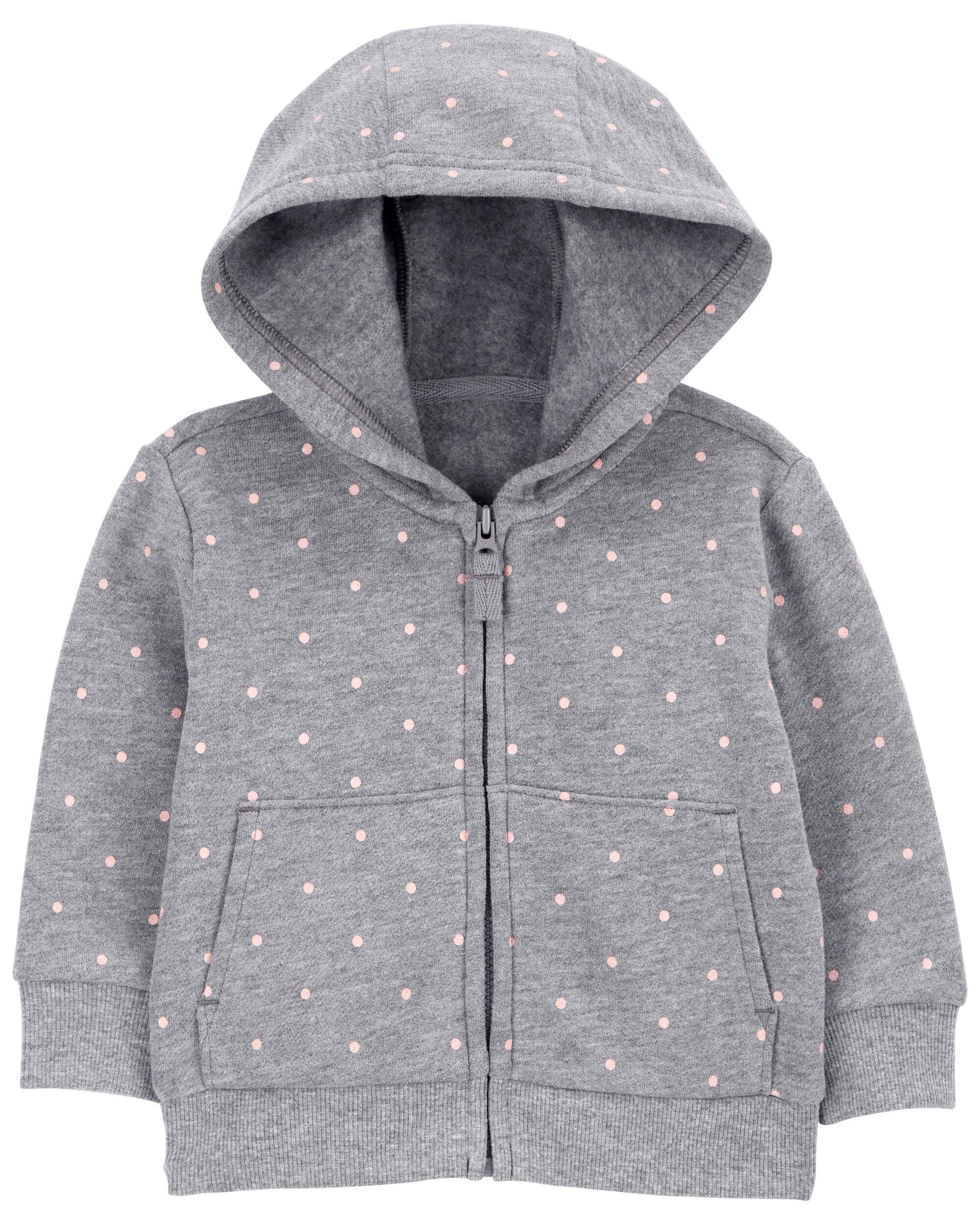 Baby Polka Dot Zip Up Fleece Hoodie