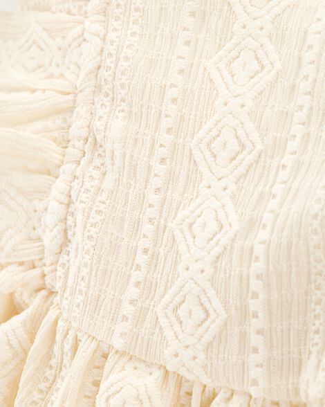 Toddler Crochet Flutter-Sleeve Dress - Ivory