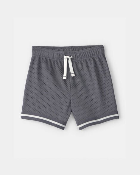 toddler boy stripe mesh active shorts - grey