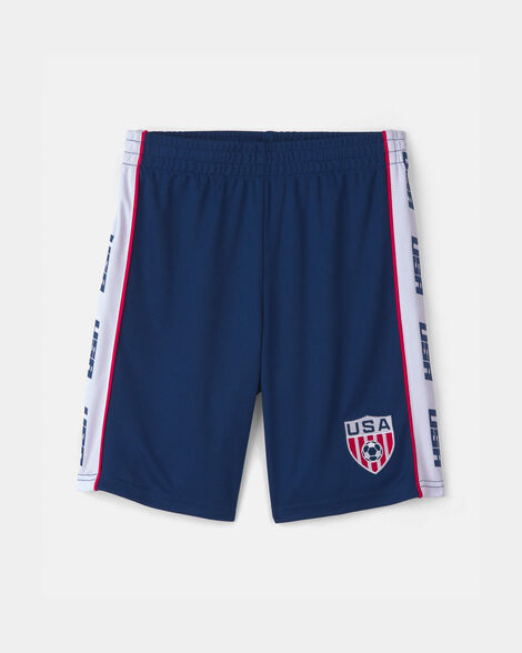 kids umbro usa mesh soccer shorts - navy blue/white