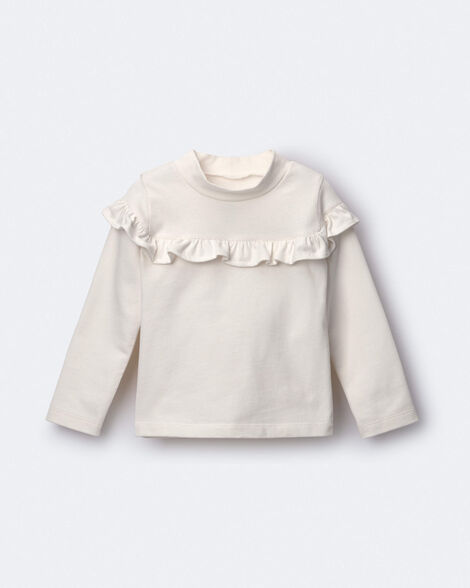 Toddler Girl Mock Neck Ruffle Top - Cream