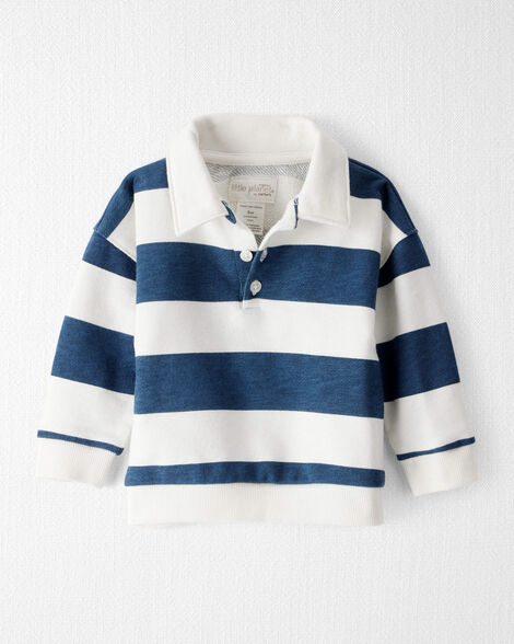 Baby Organic Cotton Henley Top in Stripes
