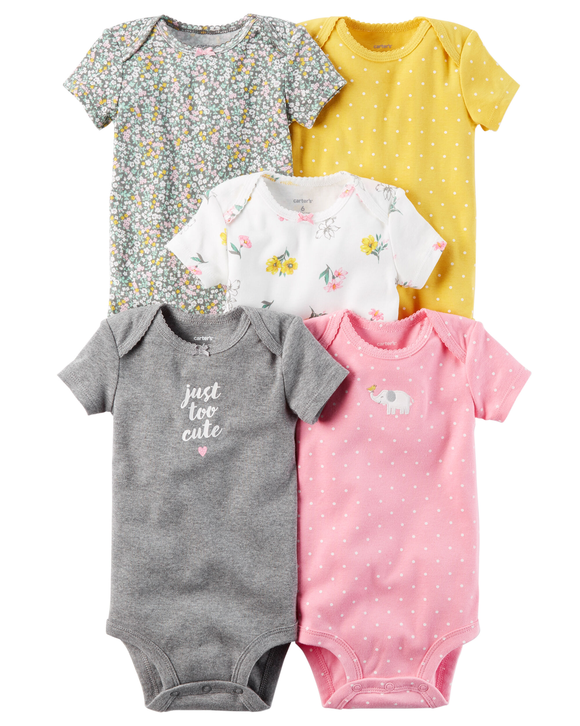 5 pack short sleeve original bodysuits carters com carters bodysuit size chart