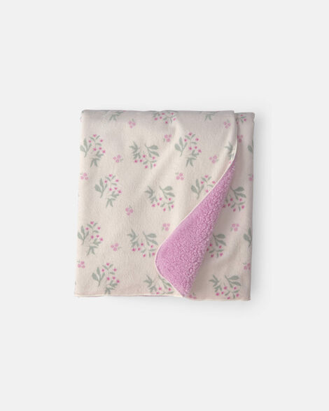 baby floral plush blanket - purple/ivory