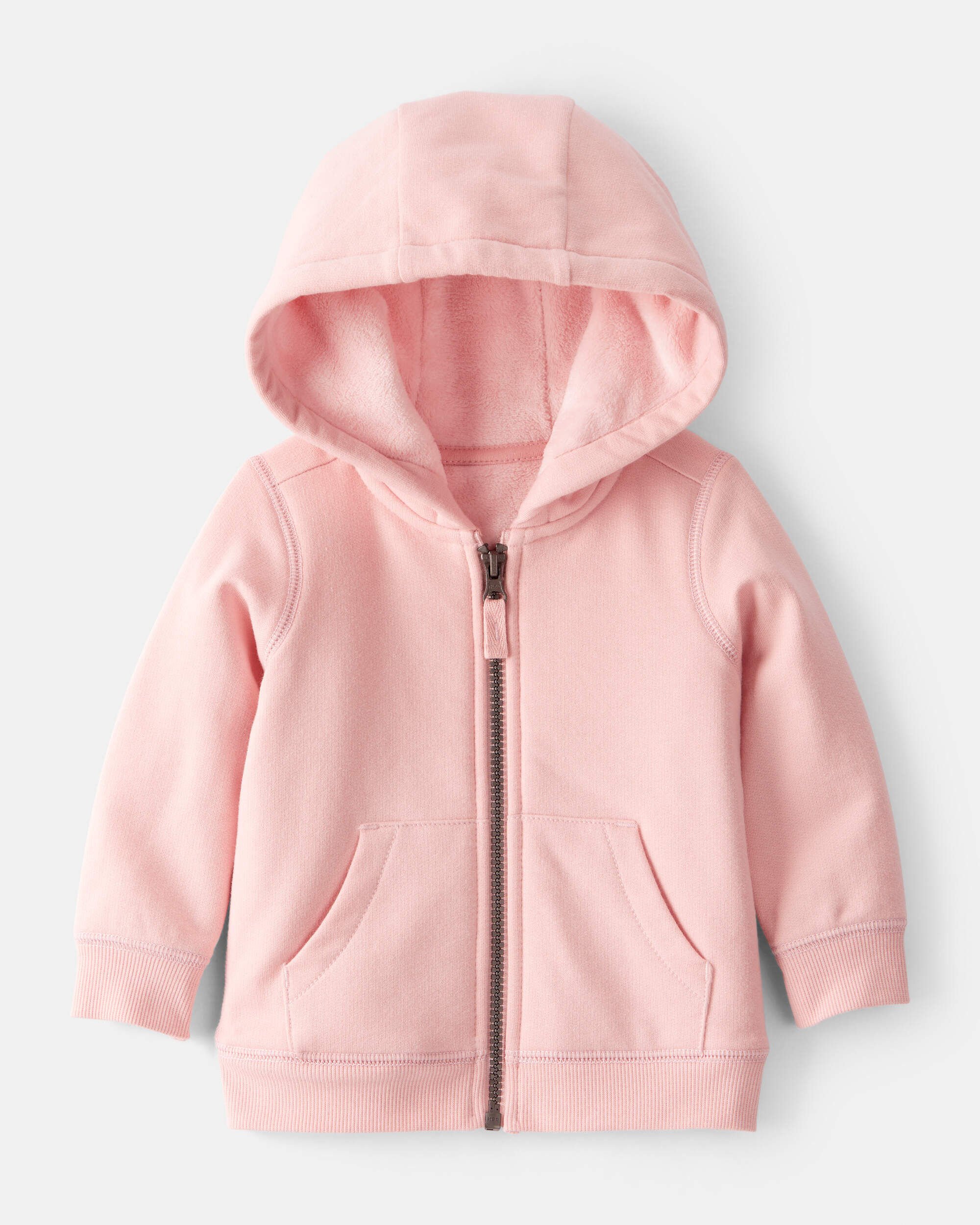 Baby Girl Long-Sleeve Hooded Zip-Up Jacket - Pink