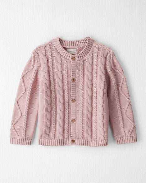 Toddler Girl Organic Cotton Cable Knit Cardigan
