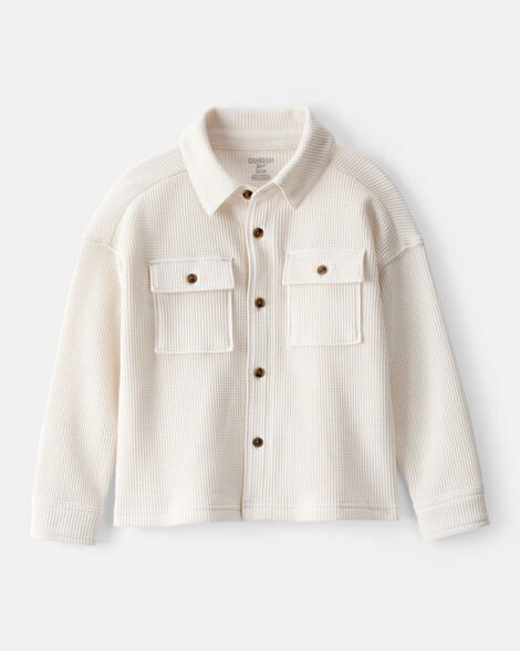 Product image 1 of Toddler Boy Long-Sleeve Waffle Knit Utility Shirt - White