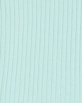 Product image 2 of Kid Solid Ribbed Cotton Blend 2-Piece Pajamas - Teal