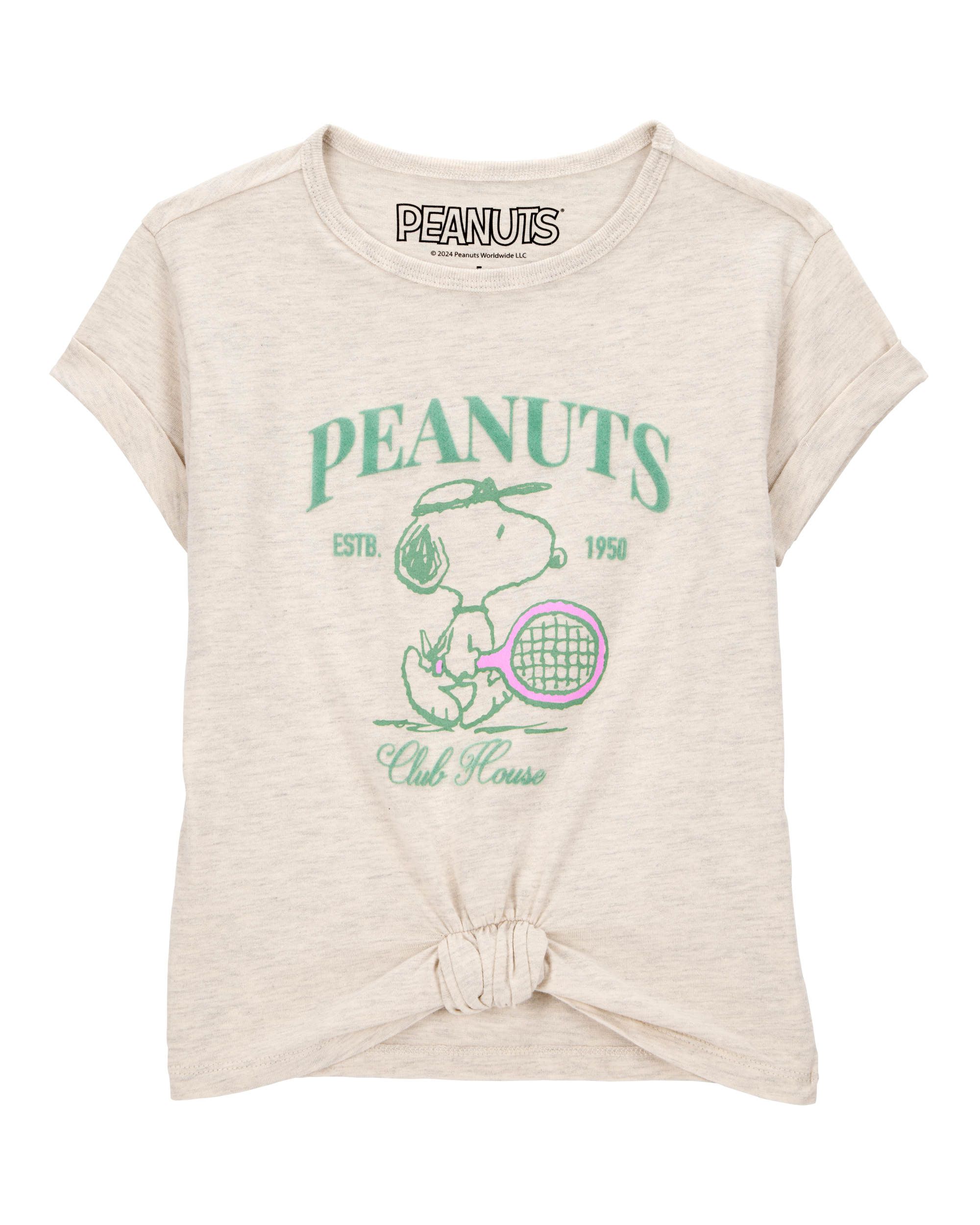 Girls Peanuts Tie Front Graphic Tee - Grey