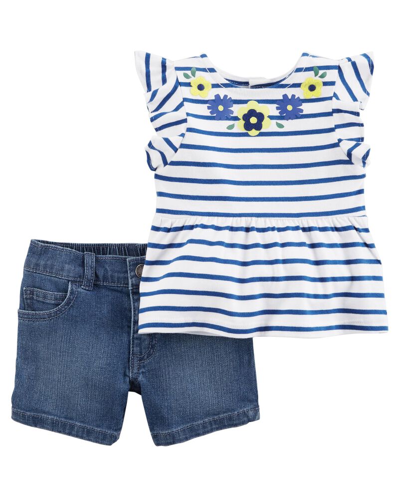 two piece denim short set