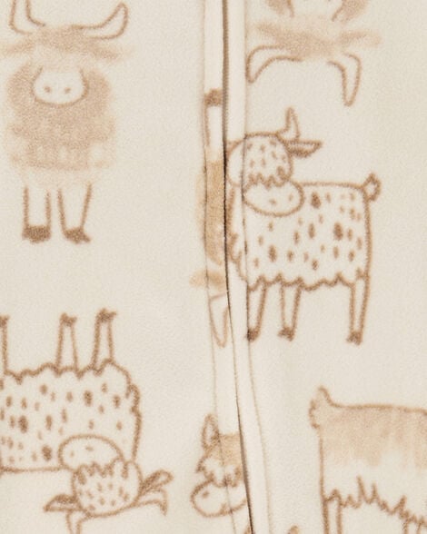  Product image 2 of Baby Highland Cow 2-Way Zip Fleece Sleep & Play Pajamas