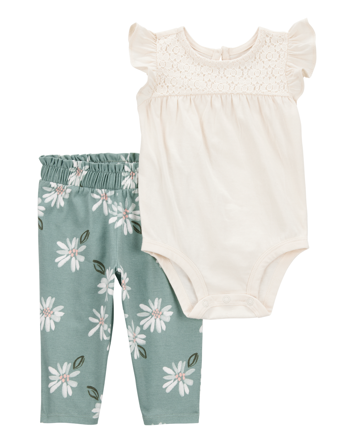 Baby Girl 2-Piece Floral Short-Sleeve Bodysuit Pant Set