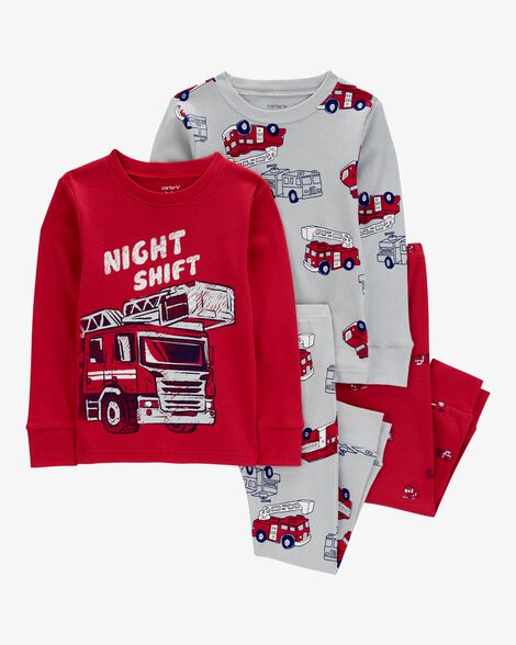 Product image 1 of Toddler 4-Piece Firetruck 100% Snug Fit Cotton Pajamas
