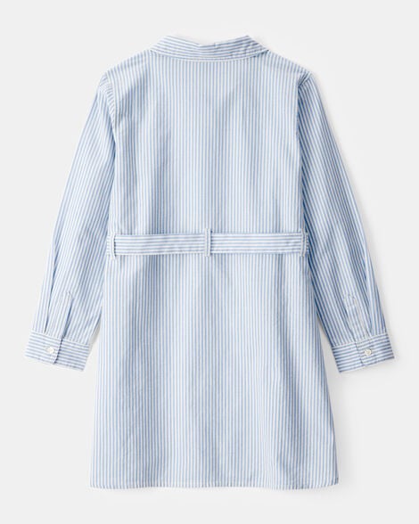 Product image 2 of Kid Striped Button-Down Long-Sleeve Shirt Dress - Blue/White