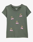 Toddler Cherry Short-Sleeve Graphic Tee - Olive