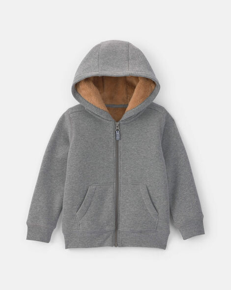 toddler boy fleece zip-up jacket - grey