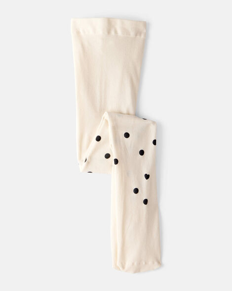 toddler girl polka dot tights - cream
