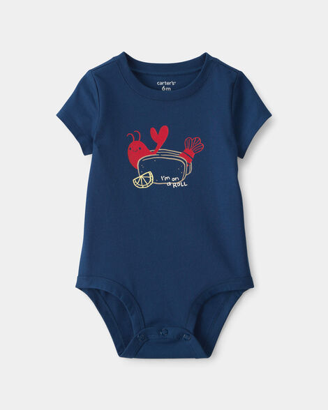 baby lobster graphic bodysuit - blue