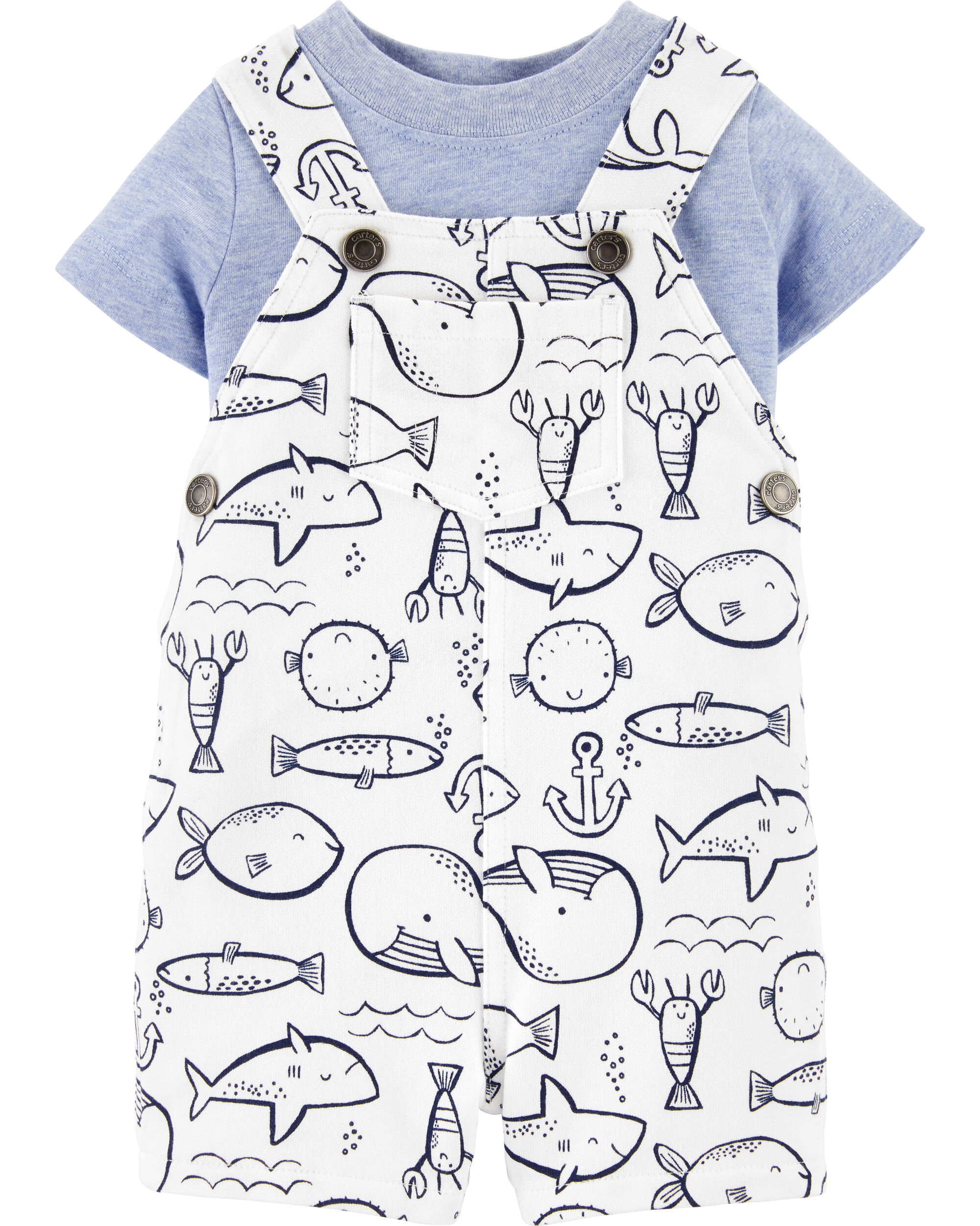 *CLEARANCE* 2-Piece Tee & Whale Shortalls Set
