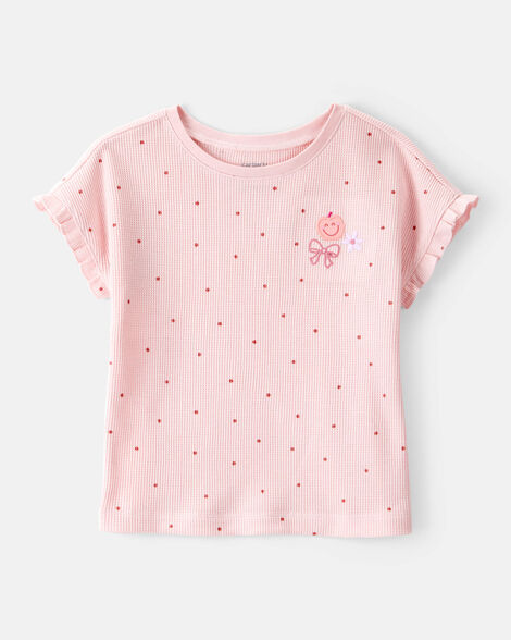 toddler girl polka dot short-sleeve top - pink