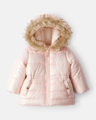 Baby Girl 2-Piece Polka Dot Hooded Snowsuit Jacket & Bib Set - Green